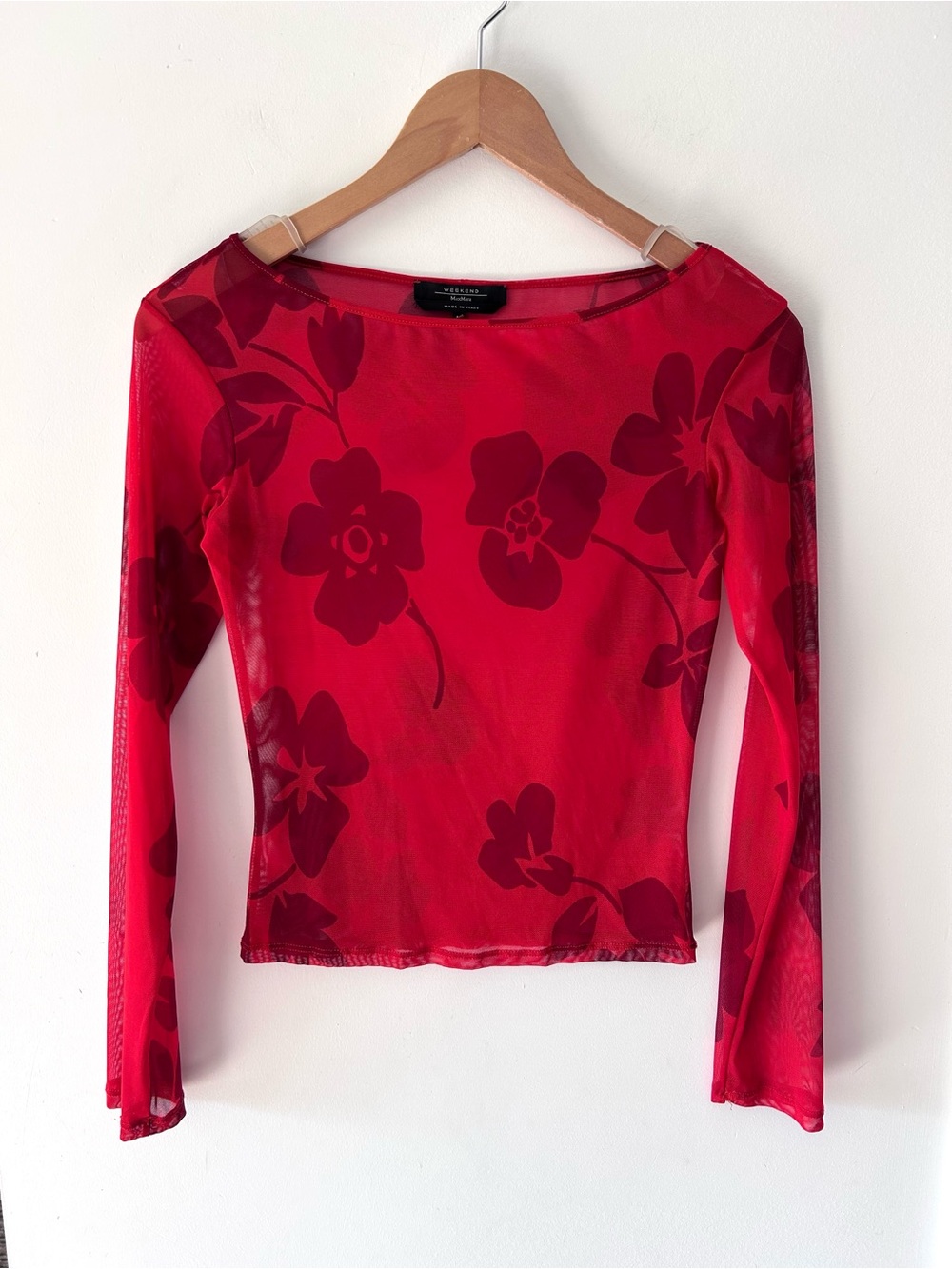 WEEKEND MaxMara | Sheer Mesh Boatneck Floral Top | Size M ( fits S-M) - Picture 2 of 8